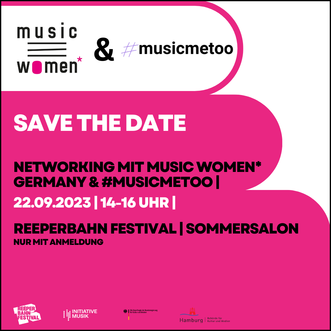 Music Women* Germany und #musicmetoo beim Reeperbahn Festival | 22.09.2023 | 14-16 Uhr | Sommersalon | Ausstellung #musicmetoo ab 13 Uhr